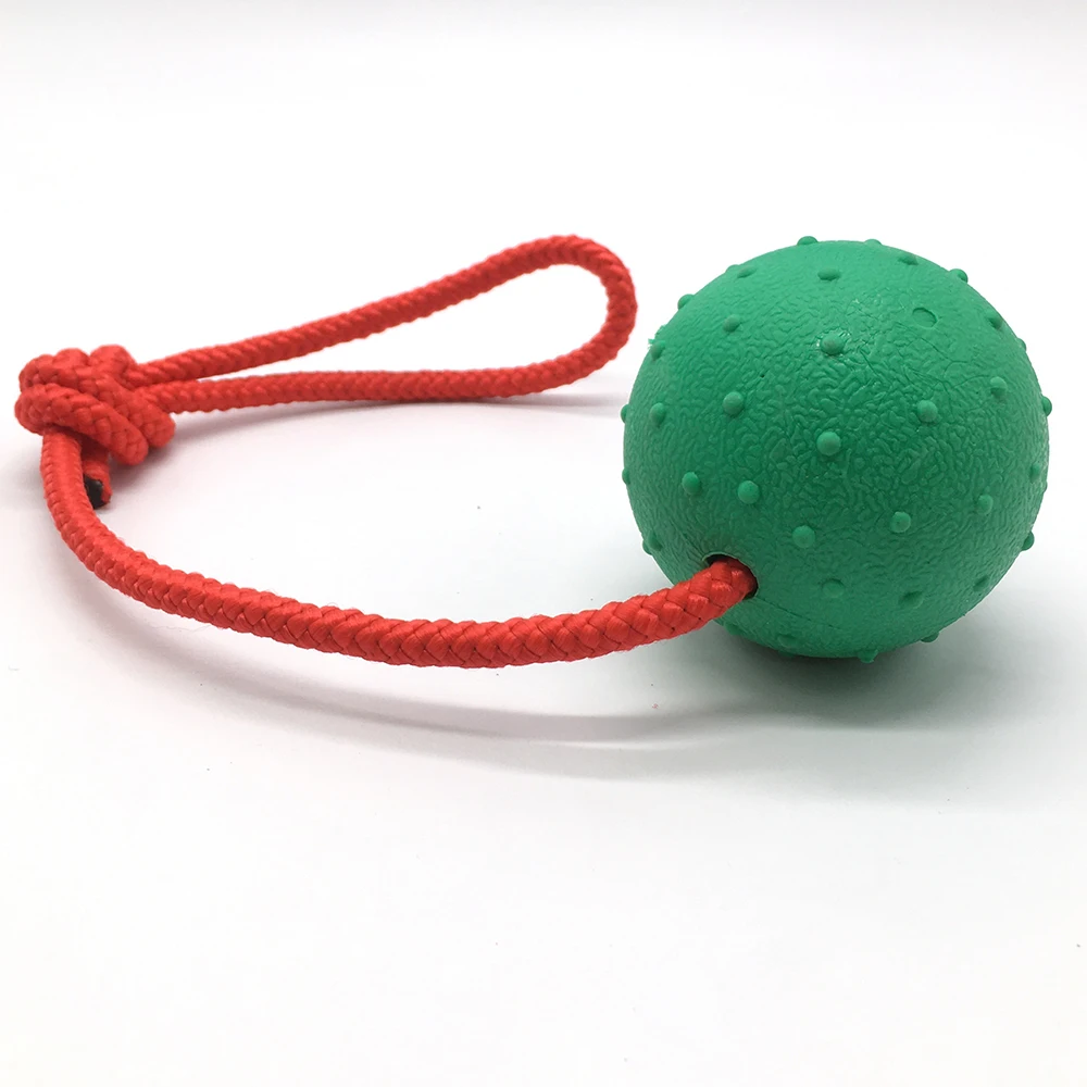 Rubber Ball with Rope Pet Teeth Indestructible Bite Toy Funny Puppy Training Solid Balls Pets Dog Chew Molar Interactive Toys