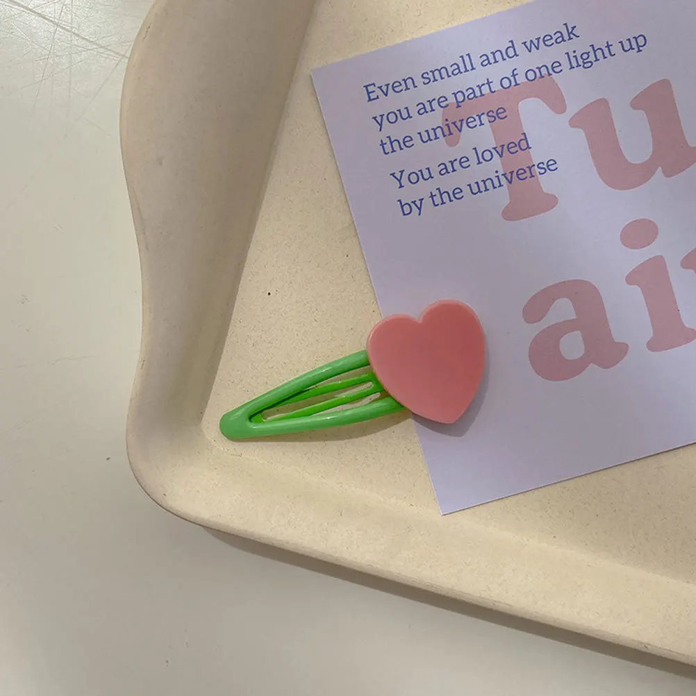 

8Pcs Hairpins Heart Shape Iron Hair Clips Colorful Lovely Barrettes Charming Hair Clips for