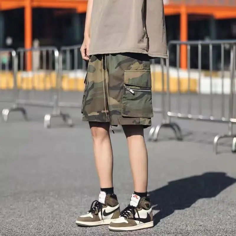 Working Shorts Men's American High Street Camouflage Five-point Mid-trousers Retro