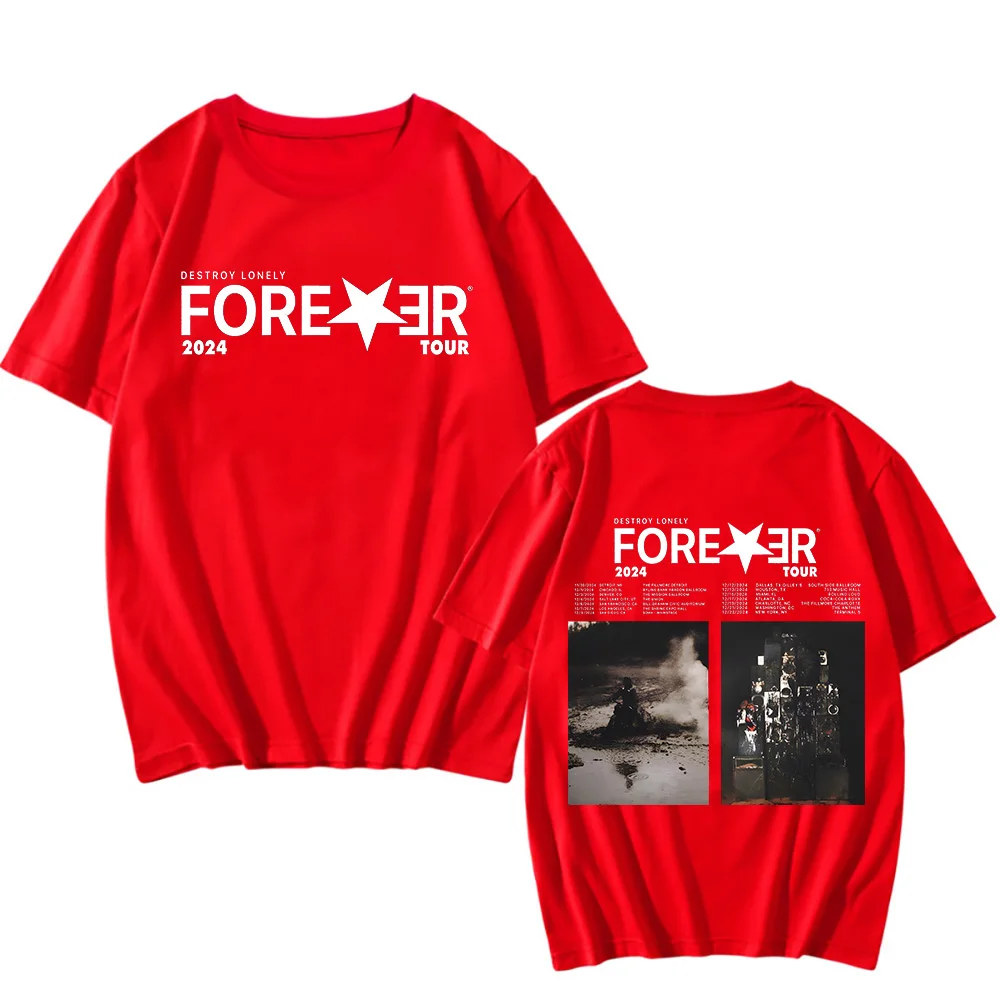 Rapper Destroy Lonely Cotton T-Shirt Forever 2024 Tour Fan Gifts Two Sides Classic Tshirt New Unisex Tees Hip Hop Rap Style Tops