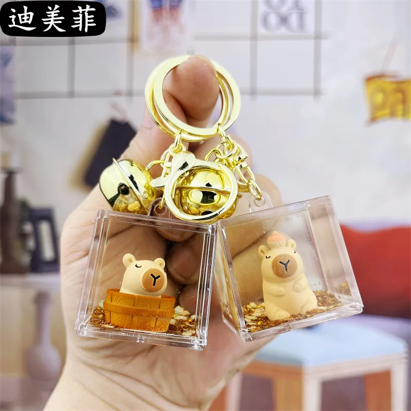 Creative Oil Entry Quicksand Bottle Card Keychain Doll Pendant Cartoon Hanging Ornaments Small Gift Wholesale