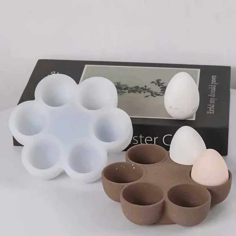 Irregular Round Egg Holder Silicone Mold, Plaster Clay Mold for Jewelry Display, Resin Craft & Aromatherapy Candle Container