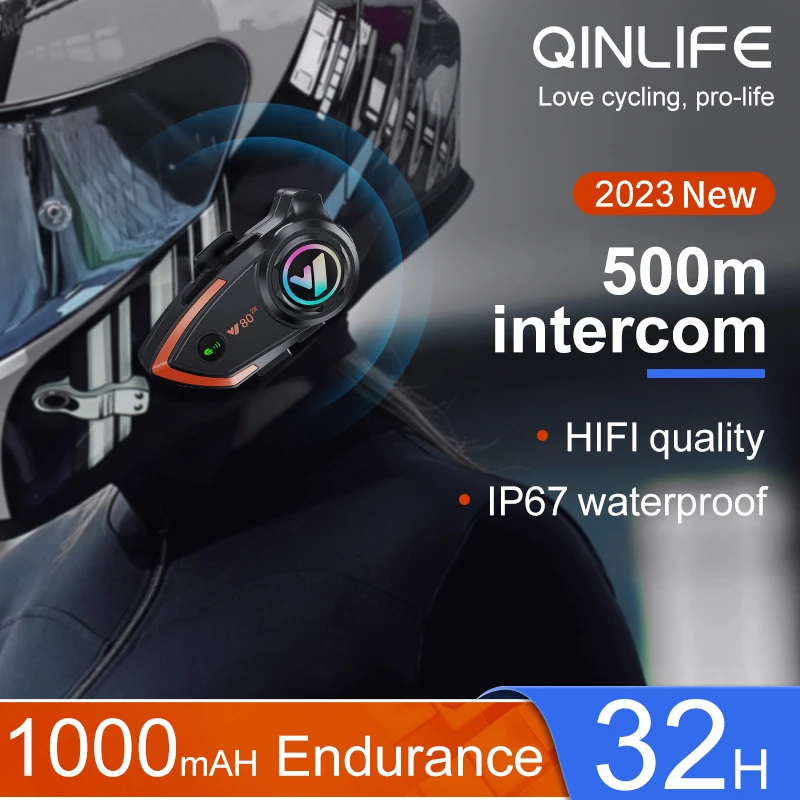 

Y80-2X Bluetooth Headset Motorcycle Helmet 2 Rider Intercom Moto Wireless Bluetooth Headset BT 5.0 Waterproof Reduction 1000M