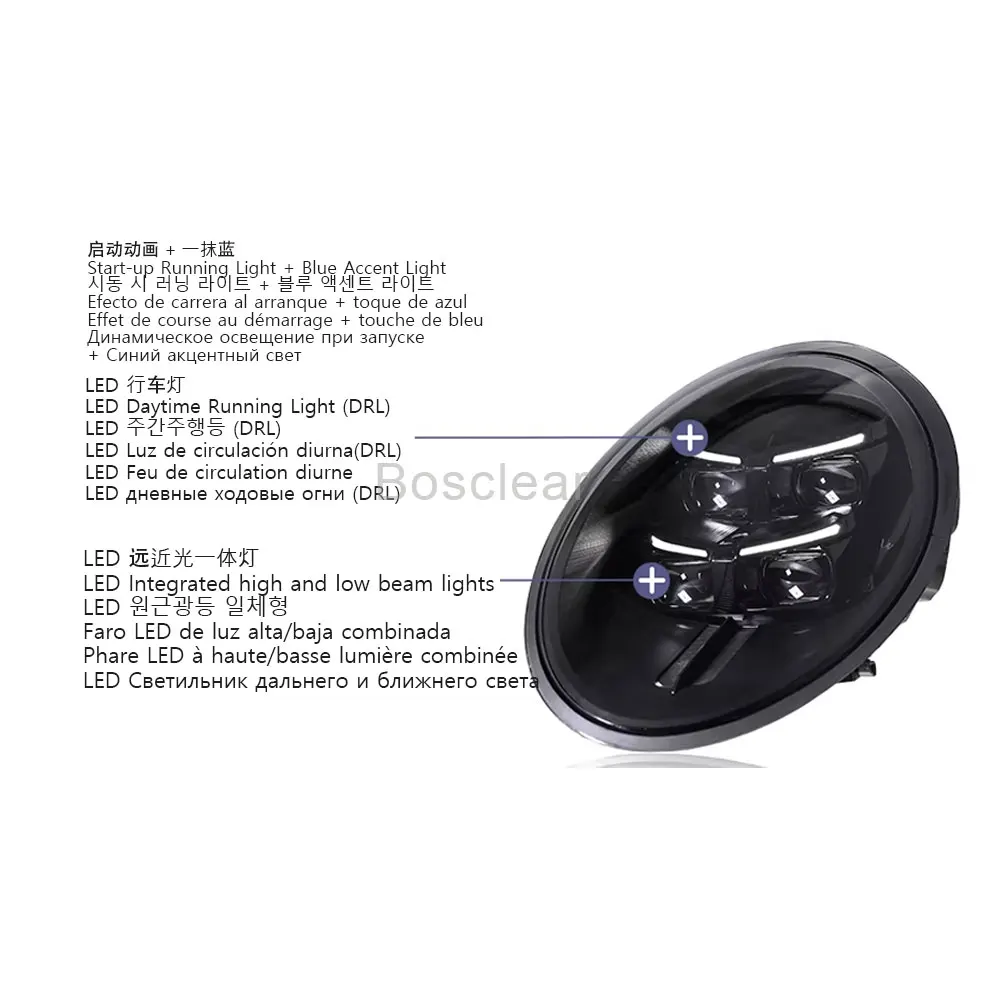 2pcs LED Headlight For Porsche 911 2013 2014 2015-2018 Headlamp Assembly 911 Modified New LED Daytime Running Lens Plug and play
