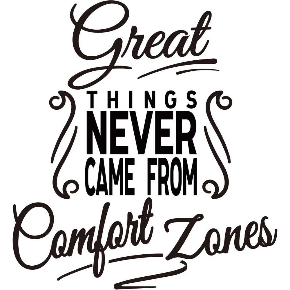 

Вдохновляющие цитаты, наклейка на стену из ПВХ, великие вещи, никогда не разреждается по комфорту, художественные надписи, наклейка на стену, самоклеящаяся наклейка