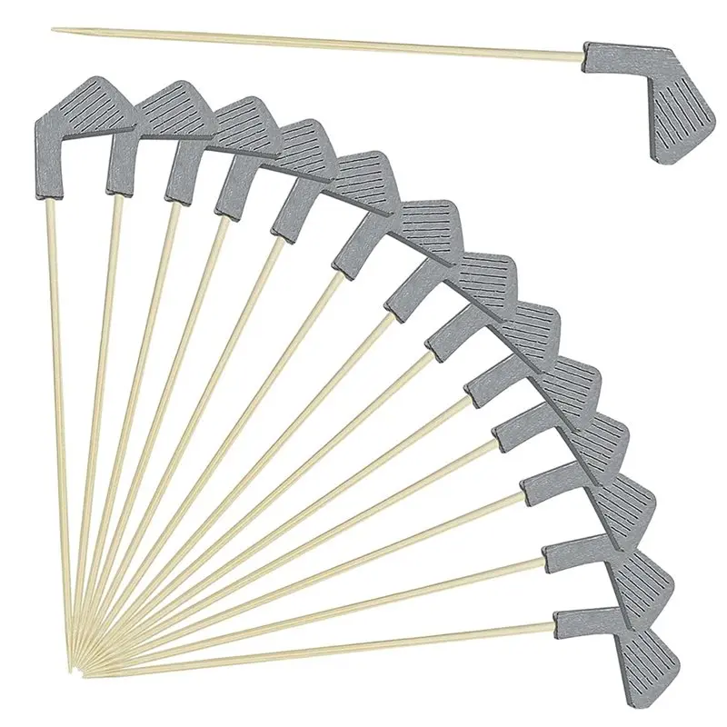 NEW HOT In Stock-200 Pcs Golf Club Cocktail Picks Golf Skewers Disposable Bamboo Catered Buffet Party Holiday Supplies