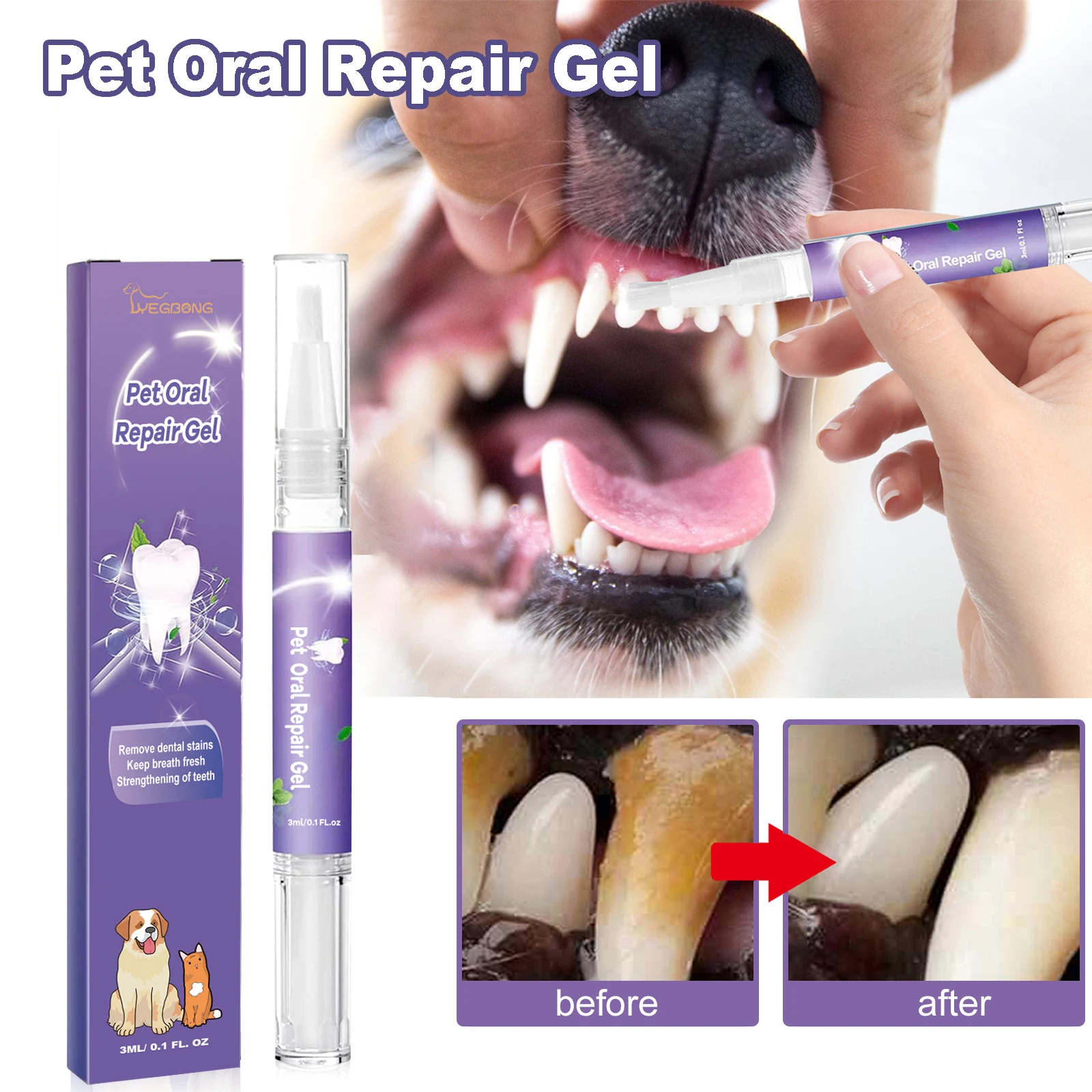Teeth Whitening Baking Soda - Pet Dental Care Gel 3ml Teeth