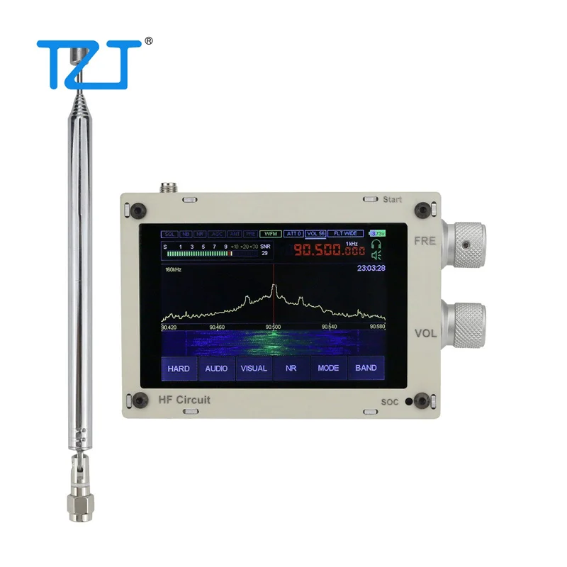 TZT Hifi Audio 50KHz-2GHZ Malachite SDR DSP SDR Receiver Radio 1.10C AM/SSB/NFM/WFM w/ Speaker 3.5