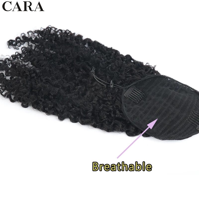 3C 4A Afro Kinky Curly Ponytail Human Hair Mongolian Clip In Human Hair Extension Drawstring Ponytail Hair For Women Wrap Around