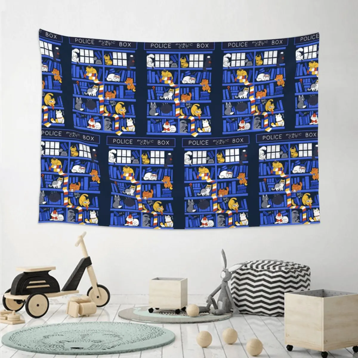 Library Box Who Tapestry Hippie Wall Hanging Aesthetic Home Decor Tapestries for Living Room Bedroom Dorm Room