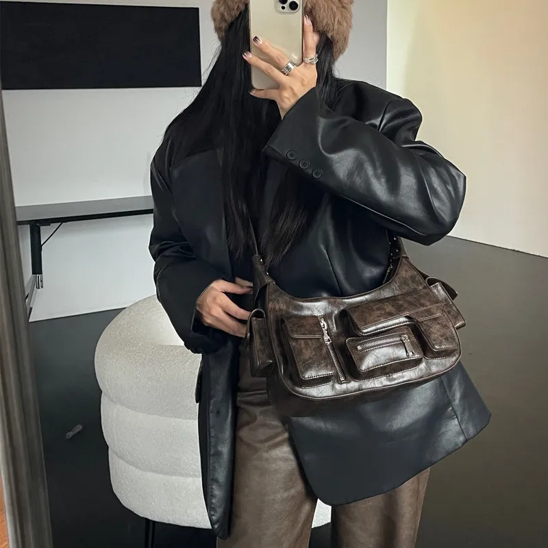 High Quality Soft Leather Luxury Handbags Purse Women Bag Designer Multi-pocket Crossbody Shoulder Bag for Female Trend Sac