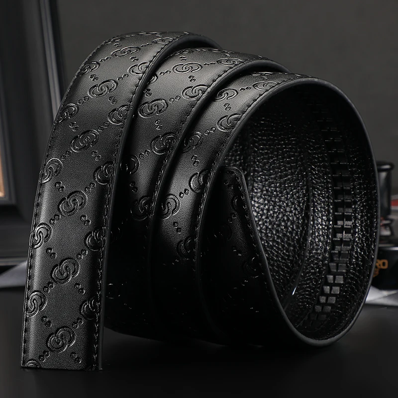 No Buckle,3.4cm High Quality New Women Belt Luxury Automatic Leather Strap for men Belt Designers Brand Male Belt for jeans