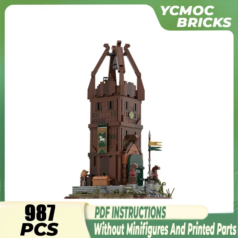 Anéis filme ycmoc blocos de construção rohan torre de vigilância modelo tecnologia tijolos diy os tempos medievais castelo mágico crianças brinquedos