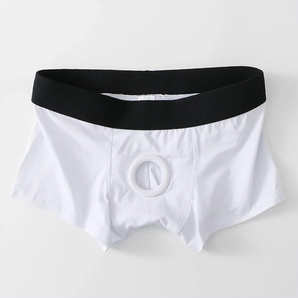 Men Cotton Skin-friendly Comfort Briefs Hole Pouch Panties Erotic Underwear Middle Waist Breathable Solid Underpants