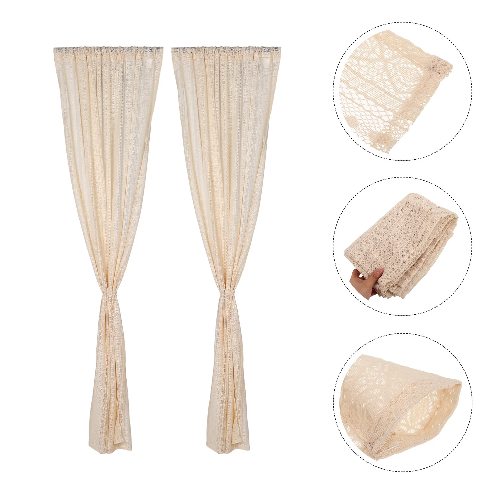 

2pcs Linen For Kitchen Bathroom Sheer Mesh Drapes Light Filtering Boho Window Curtains Decorative Indoor Curtains Farmhouse