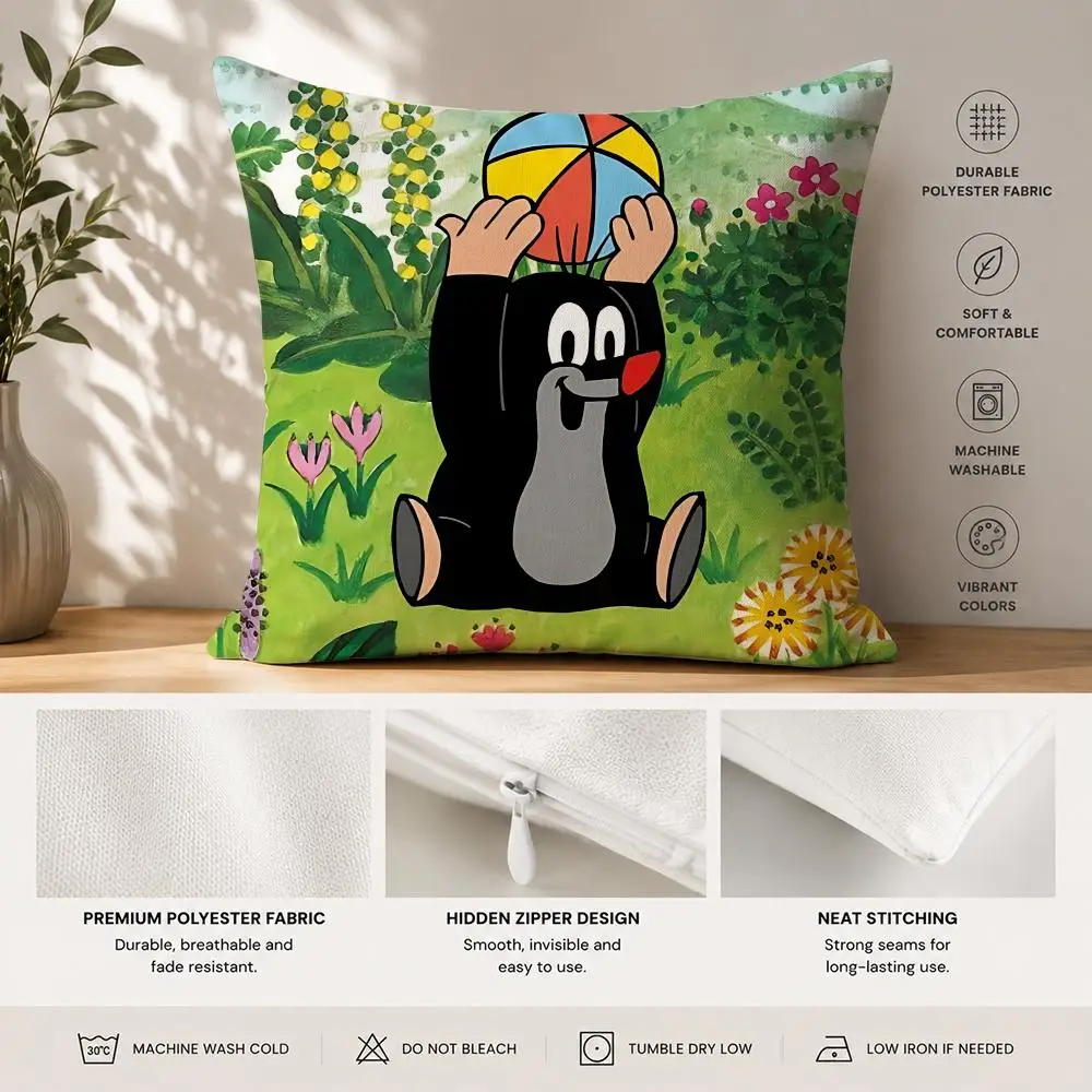The L-Little M-Mole Cushion Cover 40x40cm Square Decorative Sofa Cushion Cover Bedroom Living Room Home Decor Gift