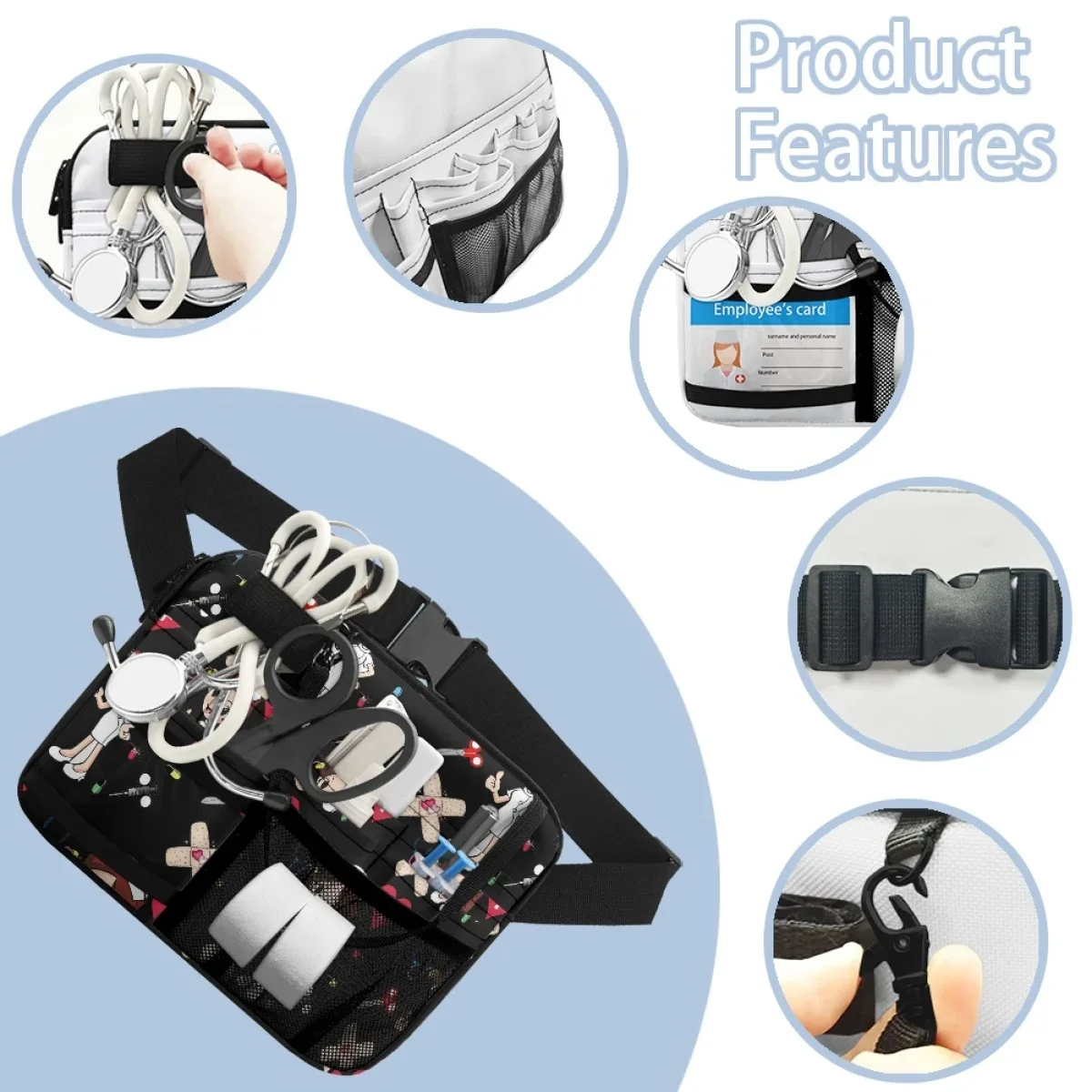 Sacs de taille de stockage de ciseaux stéthoscopes pour femmes, fournitures d'urgence, sacs de ceinture d'allaitement, sac banane à la mode, cadeaux d'hôpital