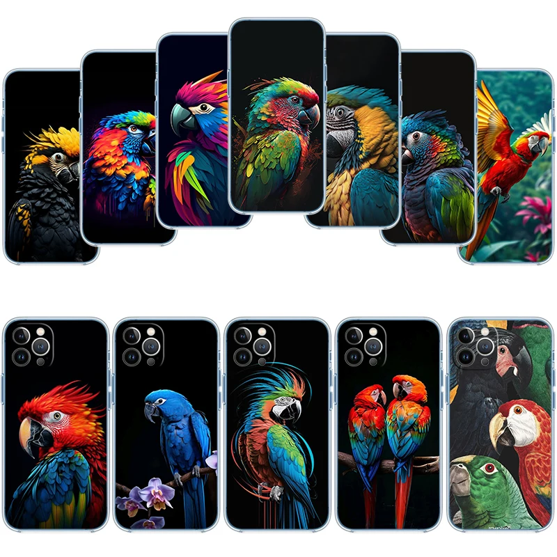 AD43 Parrot - Funda transparente para teléfono Motorola Moto G7 G8 G9 G84 G85 G73 G24 G15 Z2 Play Power Plus
