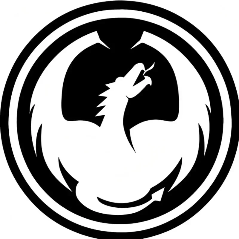 Fantasy Dragon Sticker Bold Black White Circular Design, Ideal for Car, Laptop, Adding Mystic Powerful Vibes Seeking Bold