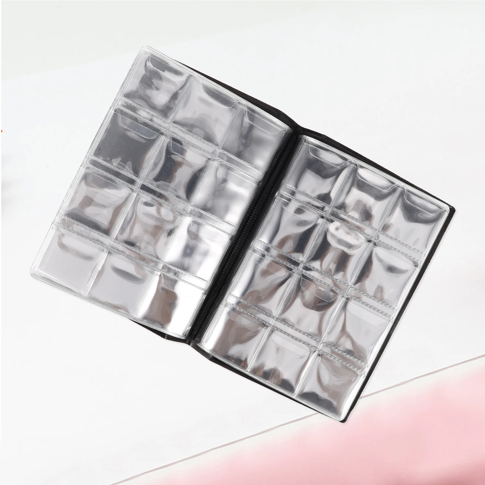

Coin Collection Book Pu Cover 15X11Cm 10 Pages 3X3Cm Pockets Portable Coin Album Storage For Coins Caps Tokens