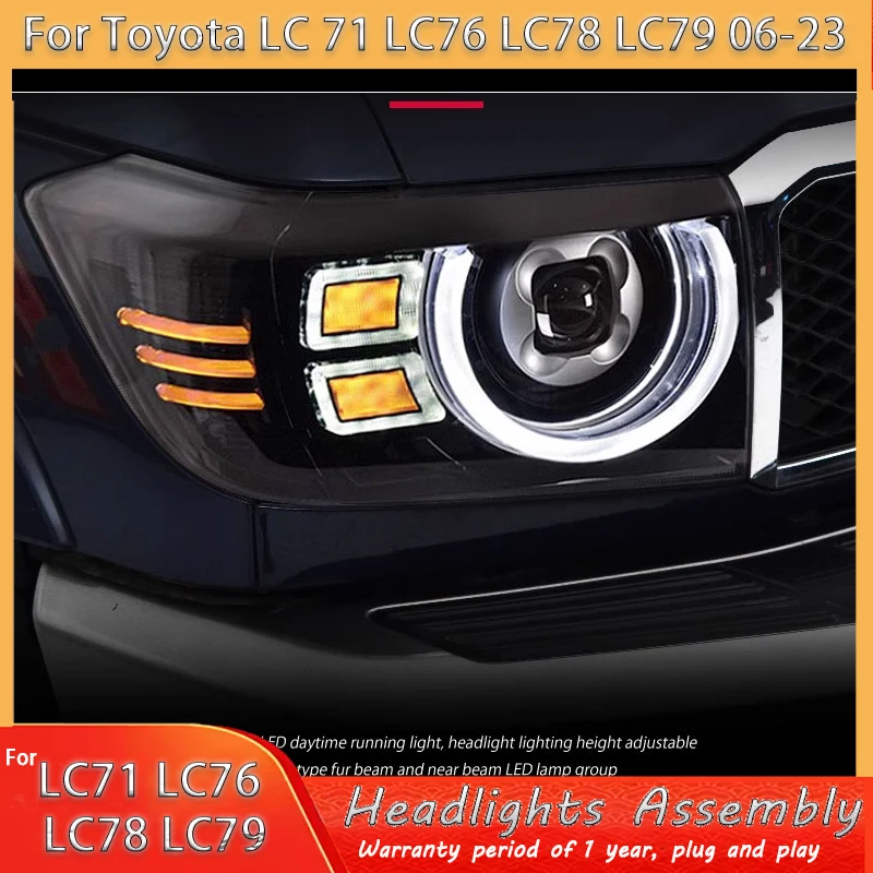 

Автомобильные фары для Toyota Land Cruiser LC70-71-76-79 06-23, авто светодиодные фары, новейший дизайн «ангельские глазки», аксессуары для передних фонарей