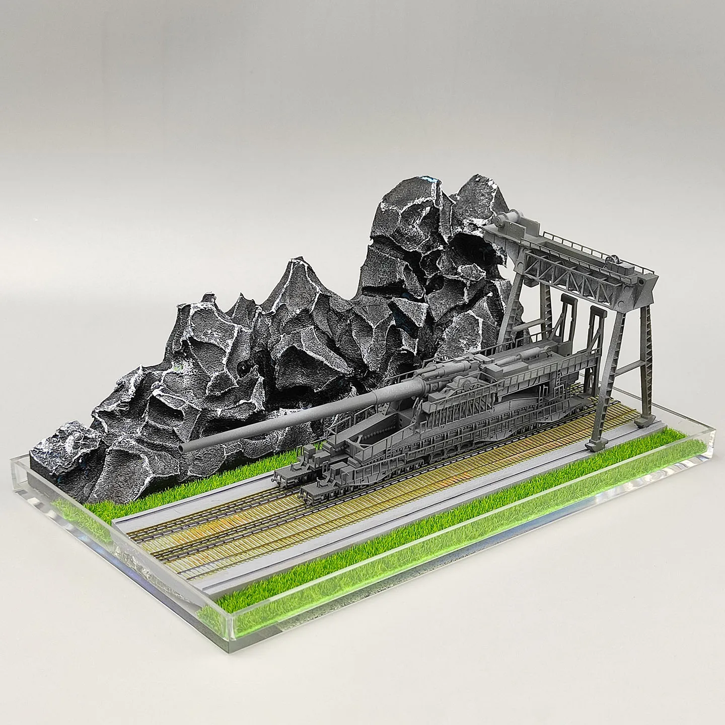 1:200 Scale Gustave Cannons Double-track Railway Crane Train Cannon Resin Scene Model
