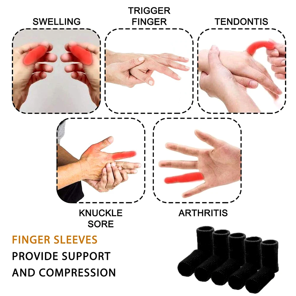 10Pcs Sports Finger Splint Guard Finger Protector Sleeve Support Golf Basketball Sports Aid Arthritis Band Wraps Finger Sleeves