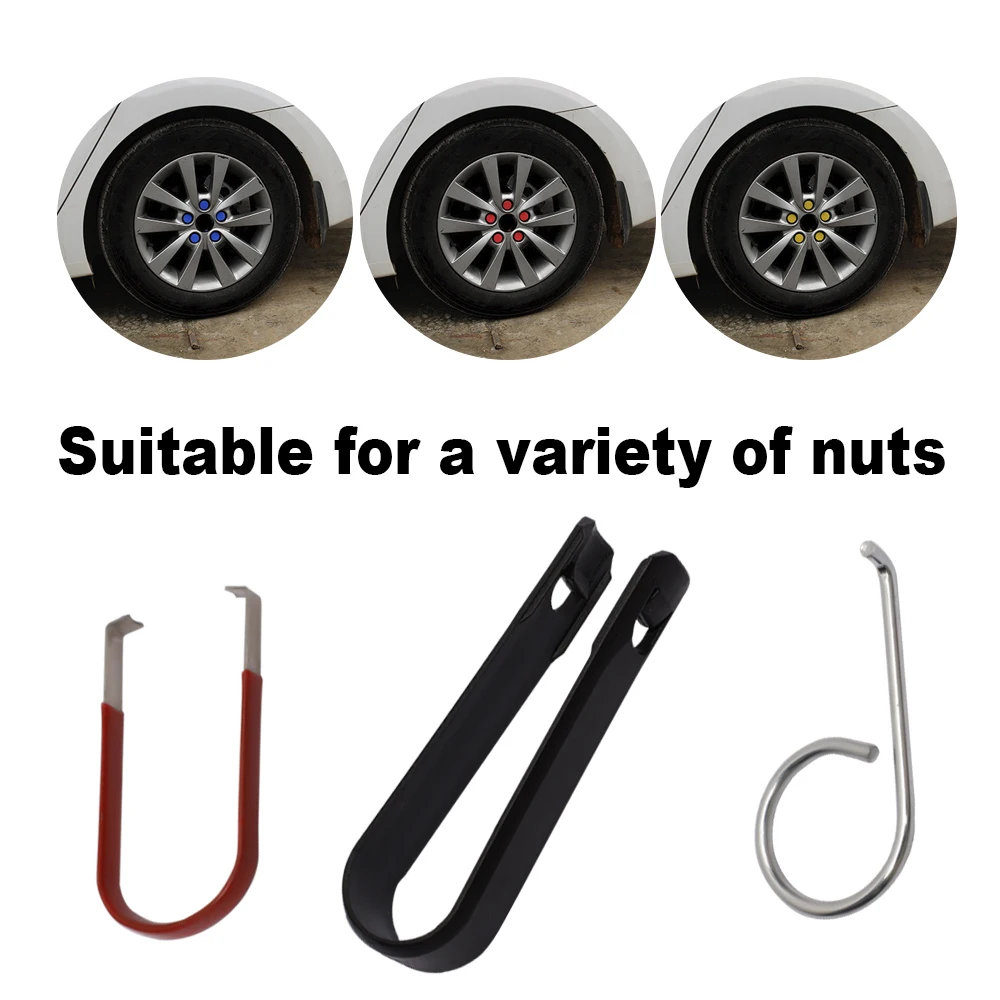 3pcs Alloy Wheel Bolt Nut Caps Covers Puller Remover Tool Mini Tweezers Wheel Repairing Tool For Tesla Audi Volkswagen Portable