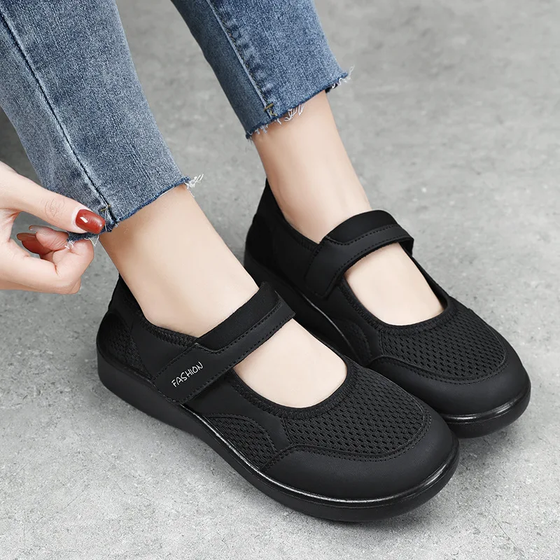 Women Breathable Vulcanized Shoes 2025 Summer Sneakers Outdoor Fashion Mesh Casual Walking Shoes Women Non Slip Flat Work Shoes