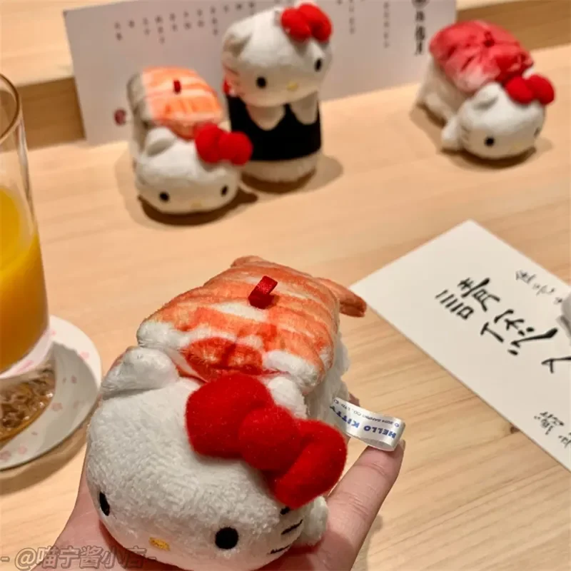 سانريو السوشي قلادة مرحبا كيتي سمك السلمون الحلو الروبيان التونة حقيبة قطيفة قلادة المفاتيح زينة السيارات الحلي الهدايا #3