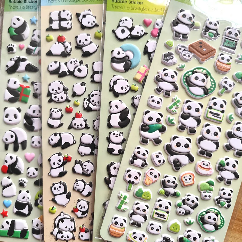

4pcs Cut Panda 3d Bubble Stickers Sakura Creative Girl'S Diy Phone Case Camera Decoration Stickers Children'S Reward Toy