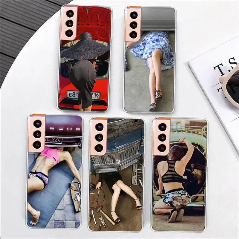 Beetle Car Sexy Beauty Car Maintenance Phone Case For Samsung A15 A25 A35 A55 Galaxy A70 A50 A40 A30 A20 A20E A20S A05S M12 M