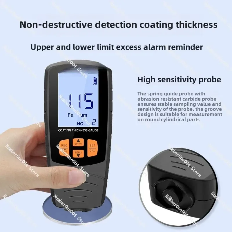 Coating Thickness Gauge Paint Film Meter for Zinc Chrome Powder Plating Measurement