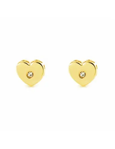 Earrings baby/girl gold 9k heart zirconia