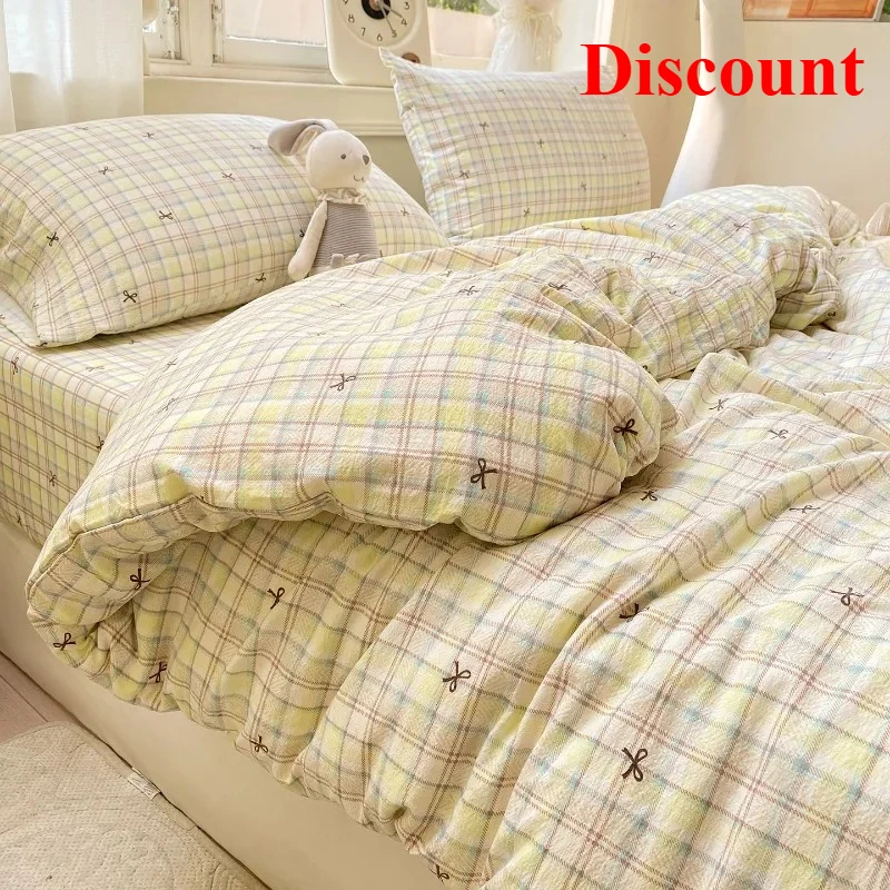 

Wrinkled double-layer yarn four-piece set, mattress model, cream wind class A cloud feeling super soft kapok kit