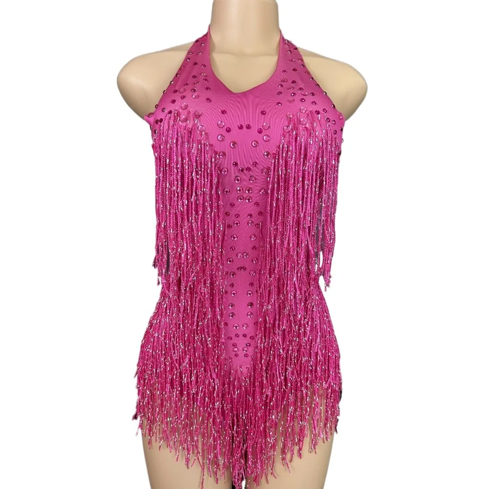 

Dance Wear Latin Dance Costume Bodysuit Competition Uniform Women Clothing Clothes Party Tassel Elegant Sexy Sleeveless Romper