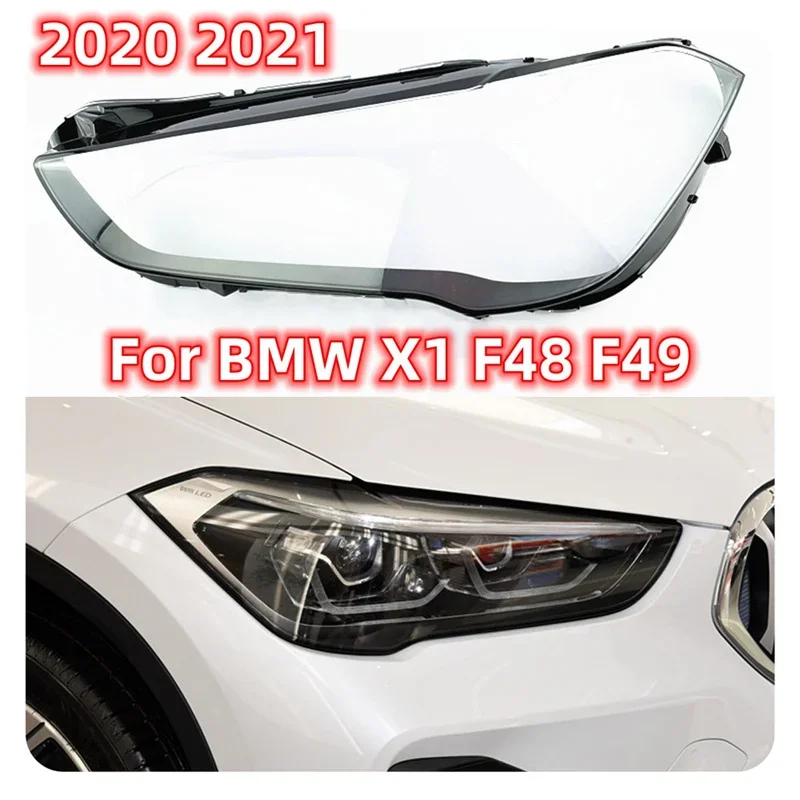 

For BMW X1 F48 F49 2019 2020 2021 Auto Light Case Car Front Headlight Lens Cover Lampshade Glass Lampcover Caps Headlamp Shell