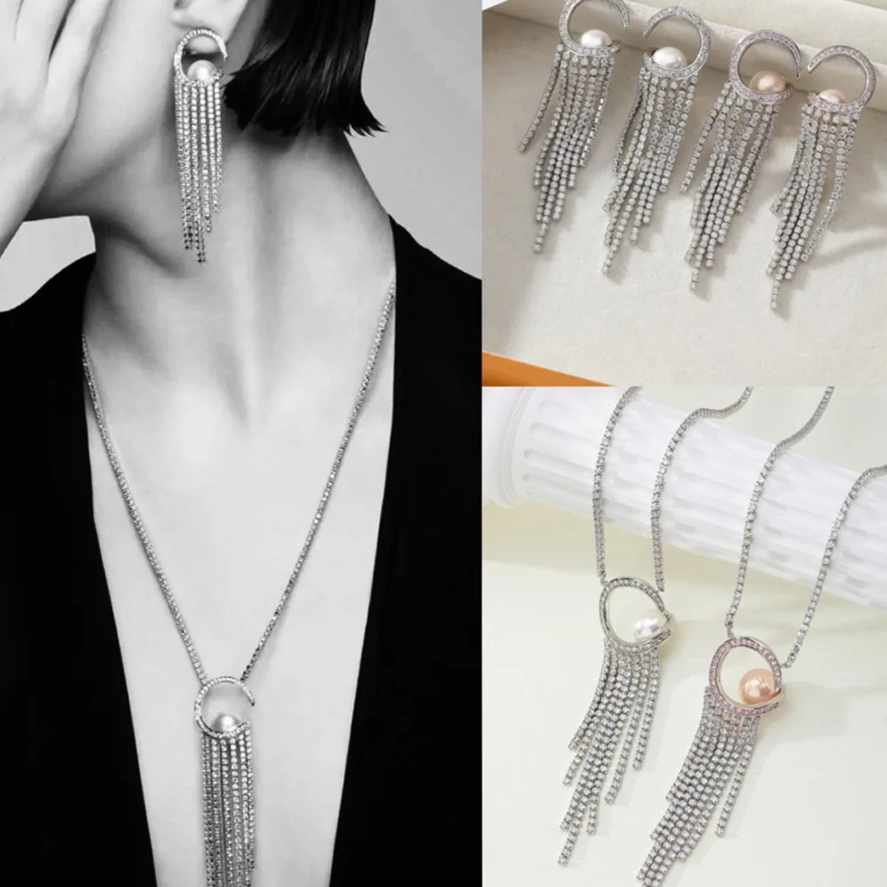 

Missvikki Charm Cubic Zircon Sweet Tassel Earrings Ring Set For Bridal Wedding Party Accessories Luxury Shiny Dangle Earrings