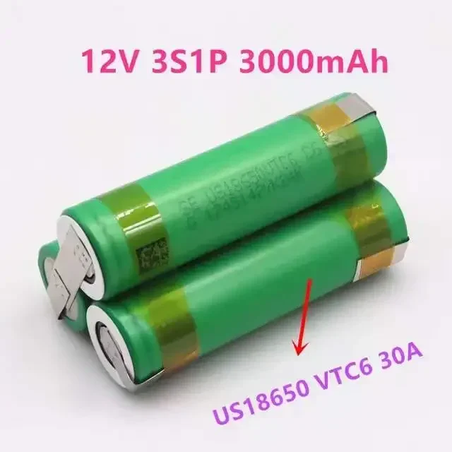 12V 18650 VTC6 battery 3000mAh 30amps for 12.6v screwdriver battery weld soldering strip 3S1P 12.6v battery pack (customize)