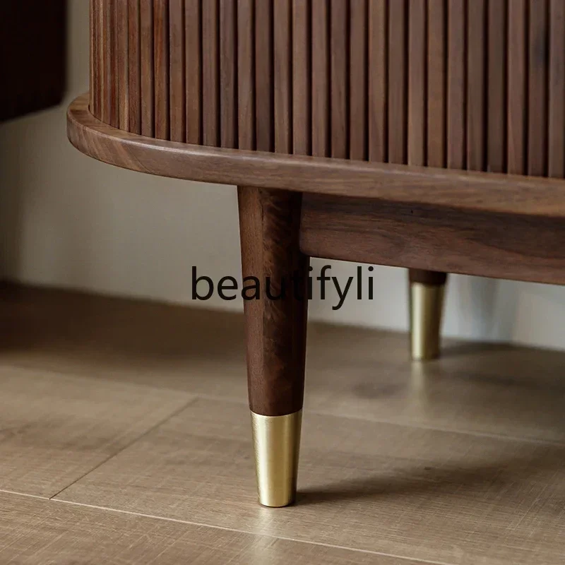 32North American black walnut TV coffee table combination Italian simple living room floor cabinet audio-visual cabinet