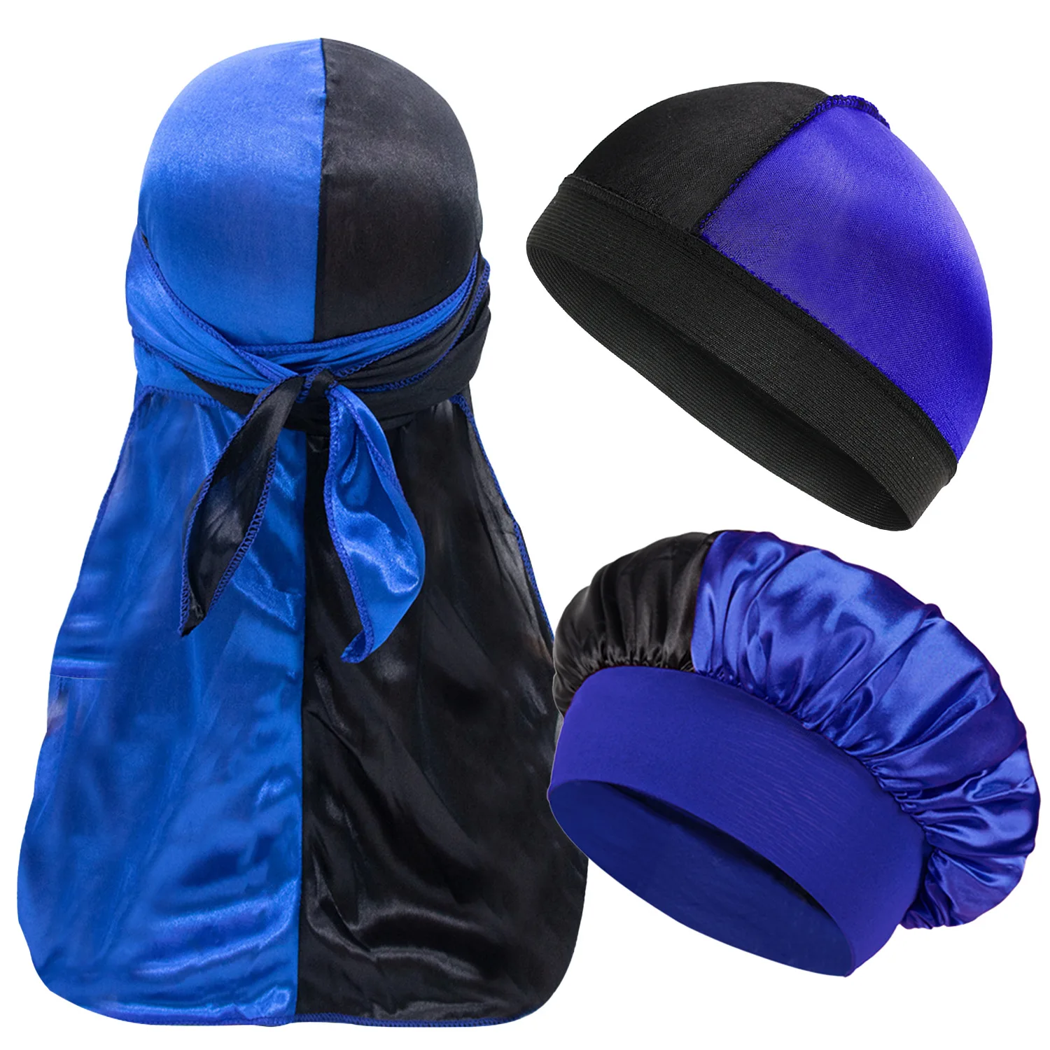 3PCS/LotElastic Headband Hat Simulation Long Tail Pirate Hat Durag Hair Cover Bandanas Bonnet Cap Night Sleep Hat Head Wraps