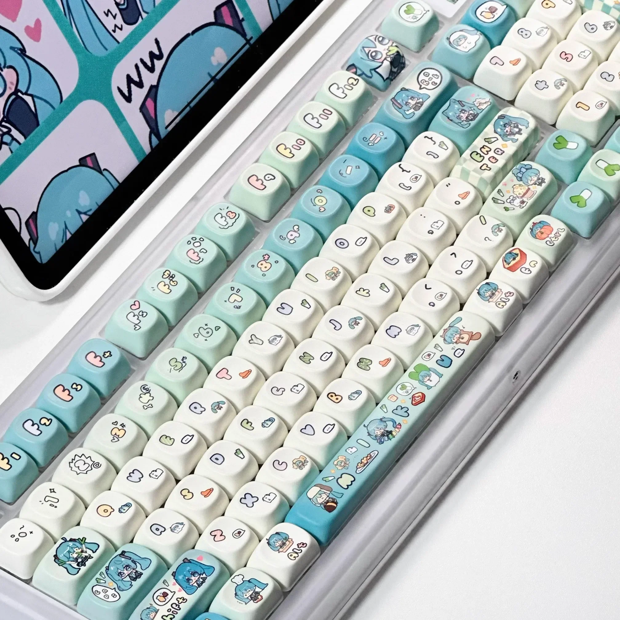 Imagem -03 - Miku Anime Keycap Xoa Pbt Cartoon Keycap Individuation Keyconjunto para Teclado Mecânico para Jogos Switch Presentes