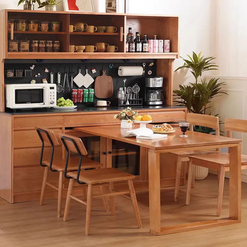 

North American cherry wood dining side cabinet dining table integrated Nordic simple small apartment multi-functional living