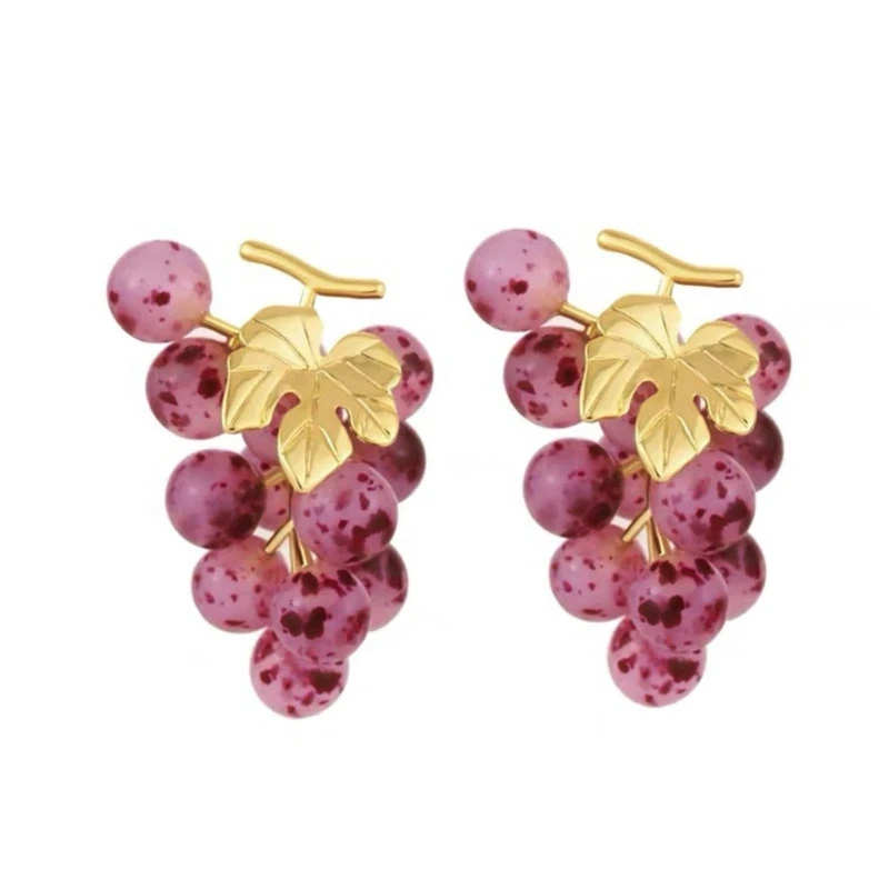 Fruits Studs Earrings Grape Earwear Ornament for Trendy Individuals