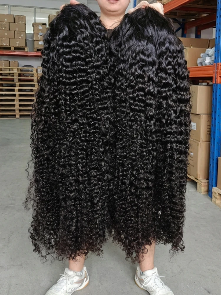 

46 inch Deep Wave Natural Human Hair Burmese Curly Wigs 100% 230 Density 13x6 Hd Lace Frontal Front Curls Wigs Multi Parting