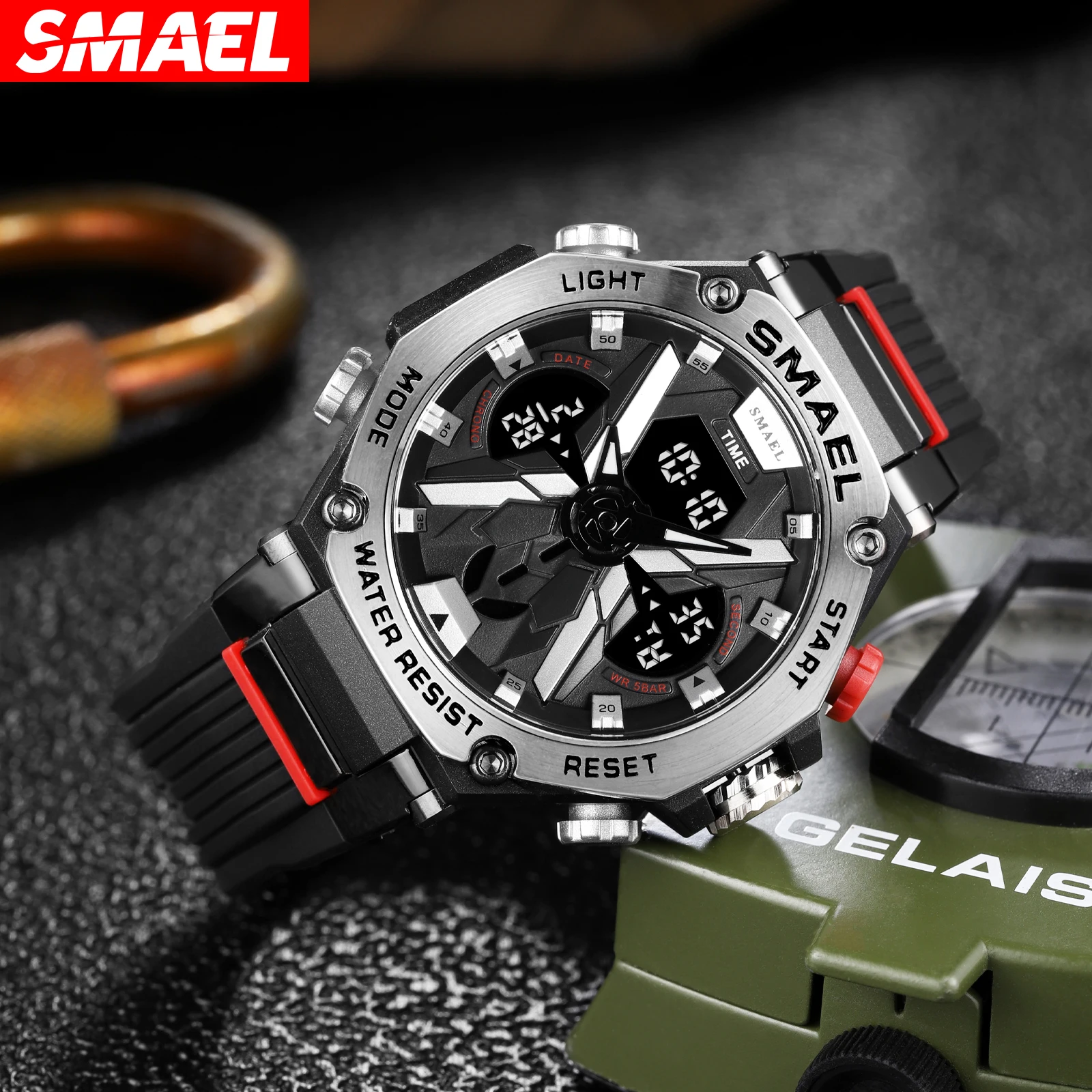 SMAEL 8087 alloy men\'s multifunctional sports waterproof electronic watch