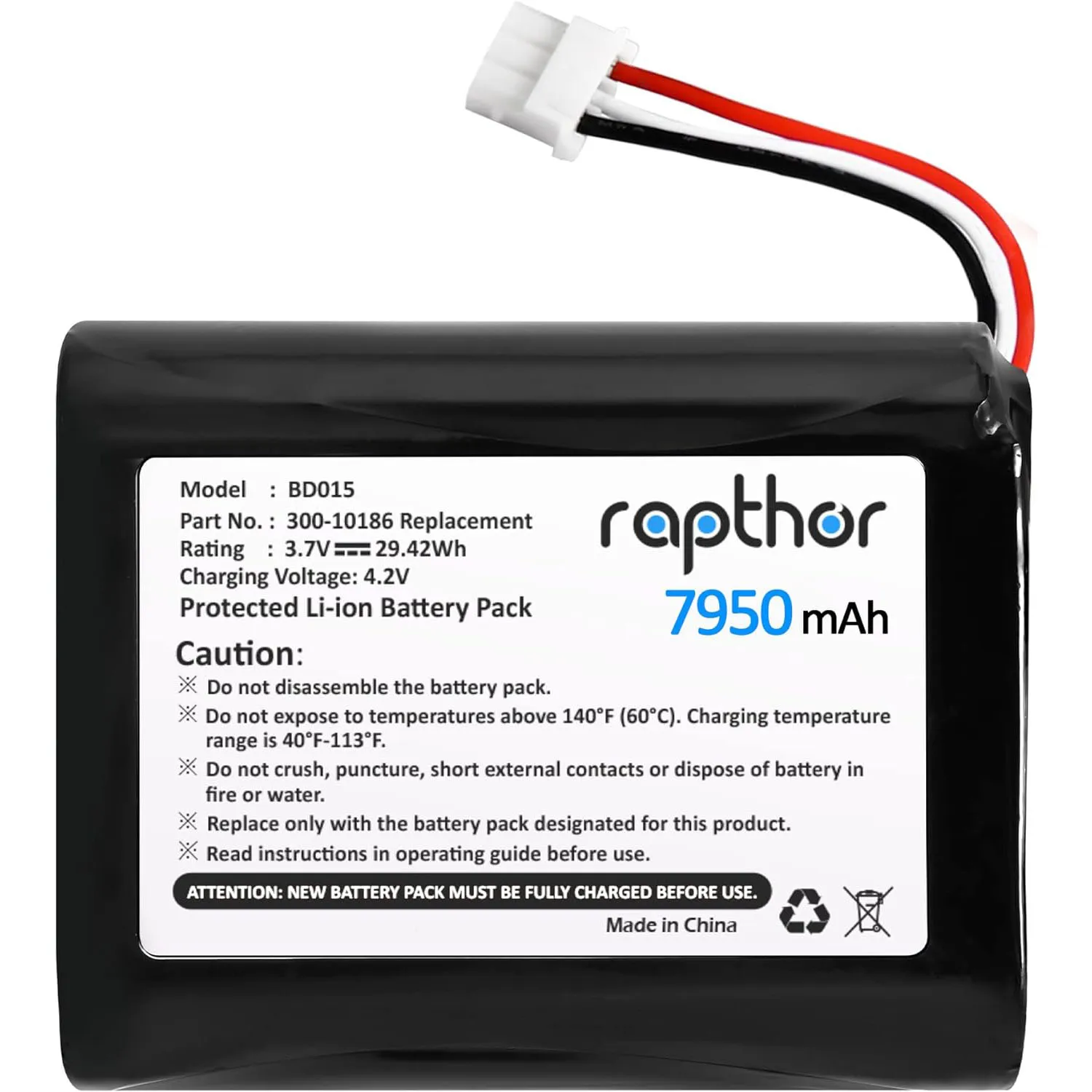 rapthor 7950mAh Replacement Battery 300-10186 for ADT Command Smart Security Panel 3.6V / 3.7V / 4.2V 29.42Wh