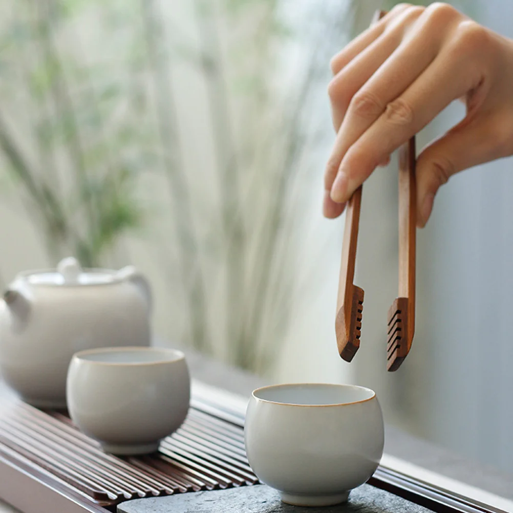 

Домашний бамбуковый зажим для еды, нескользящий противоскользящий зажим для чая, декоративный зажим для кухни, кунг-фу, сервировочный зажим для чашки