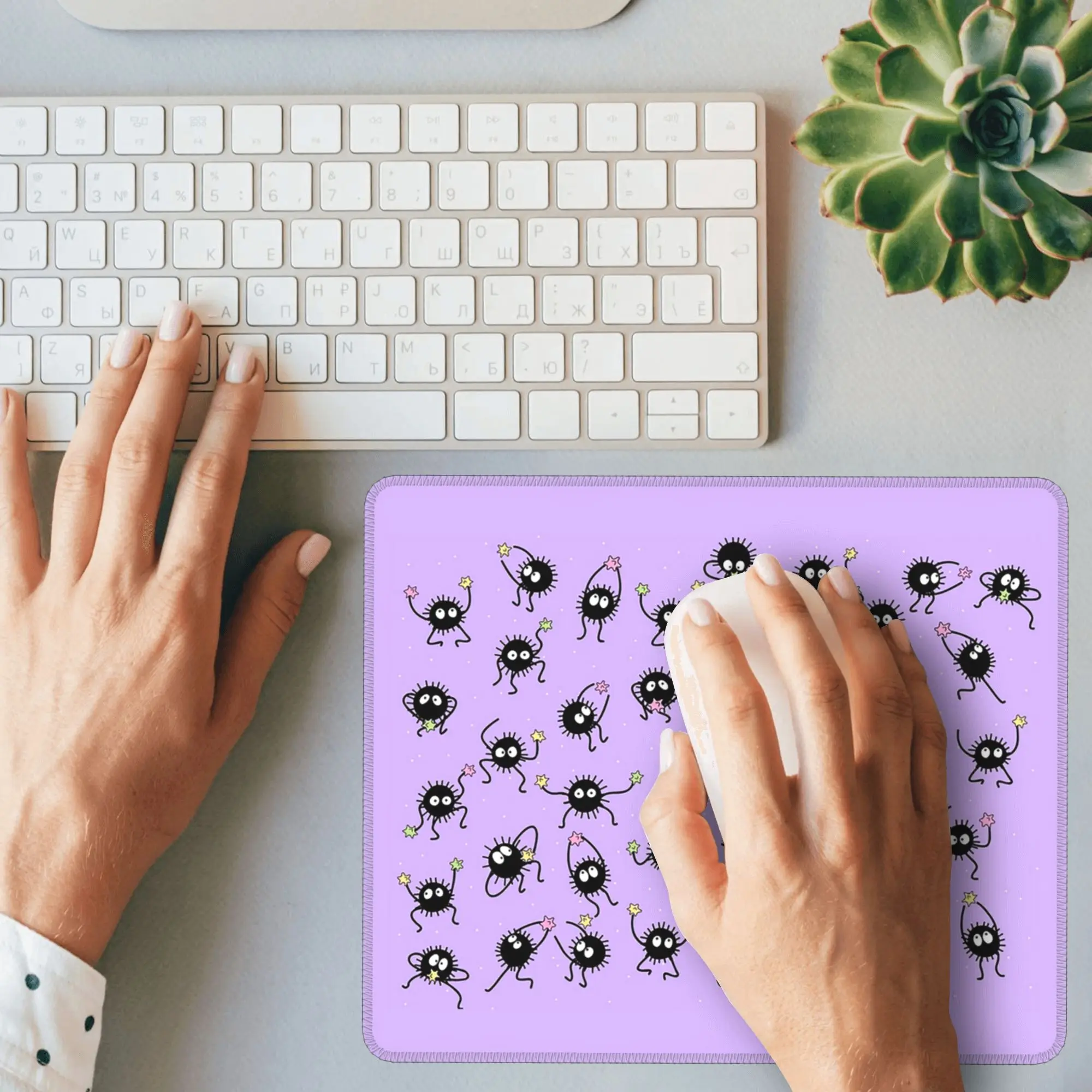 연기 당파 파티 보라색 마우스 패드 컴퓨터 키보드 마우스 매트 게이머 PC 노트북 책상 매트 사무용품 테이블 매트