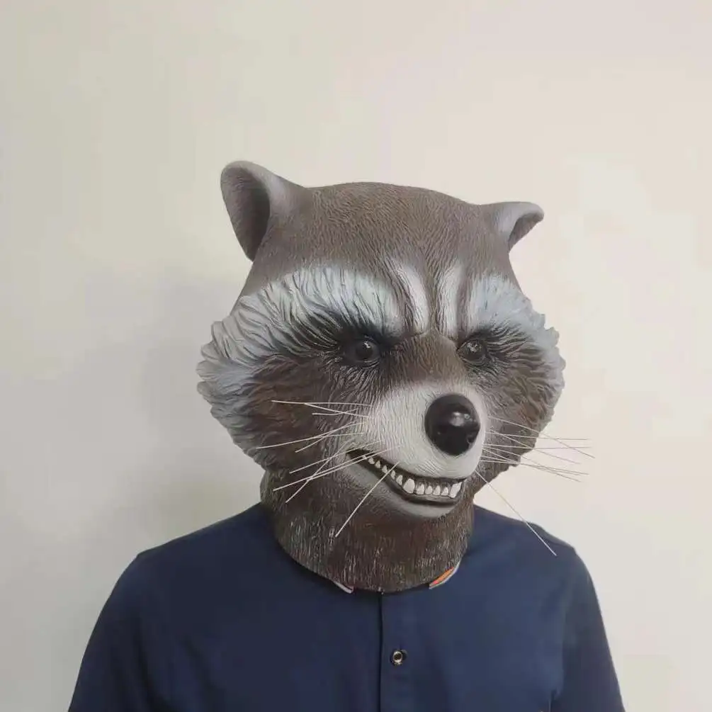 Realistische Waschbär-Latexmaske für Erwachsene, Halloween-Cosplay-Kostüm-Requisite, Karneval-Maskerade-Party-Tierkopfbedeckung – Detail 2